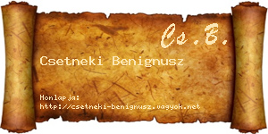 Csetneki Benignusz névjegykártya